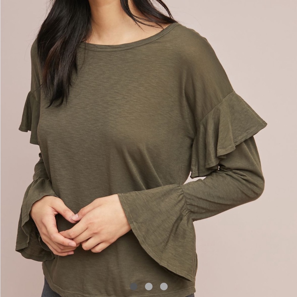 Anthropologie Sundry Ruffled Bell Sleeve Tee
